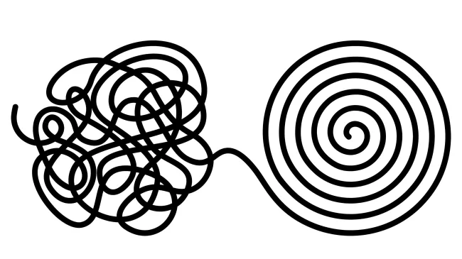 tangled string and coiled string